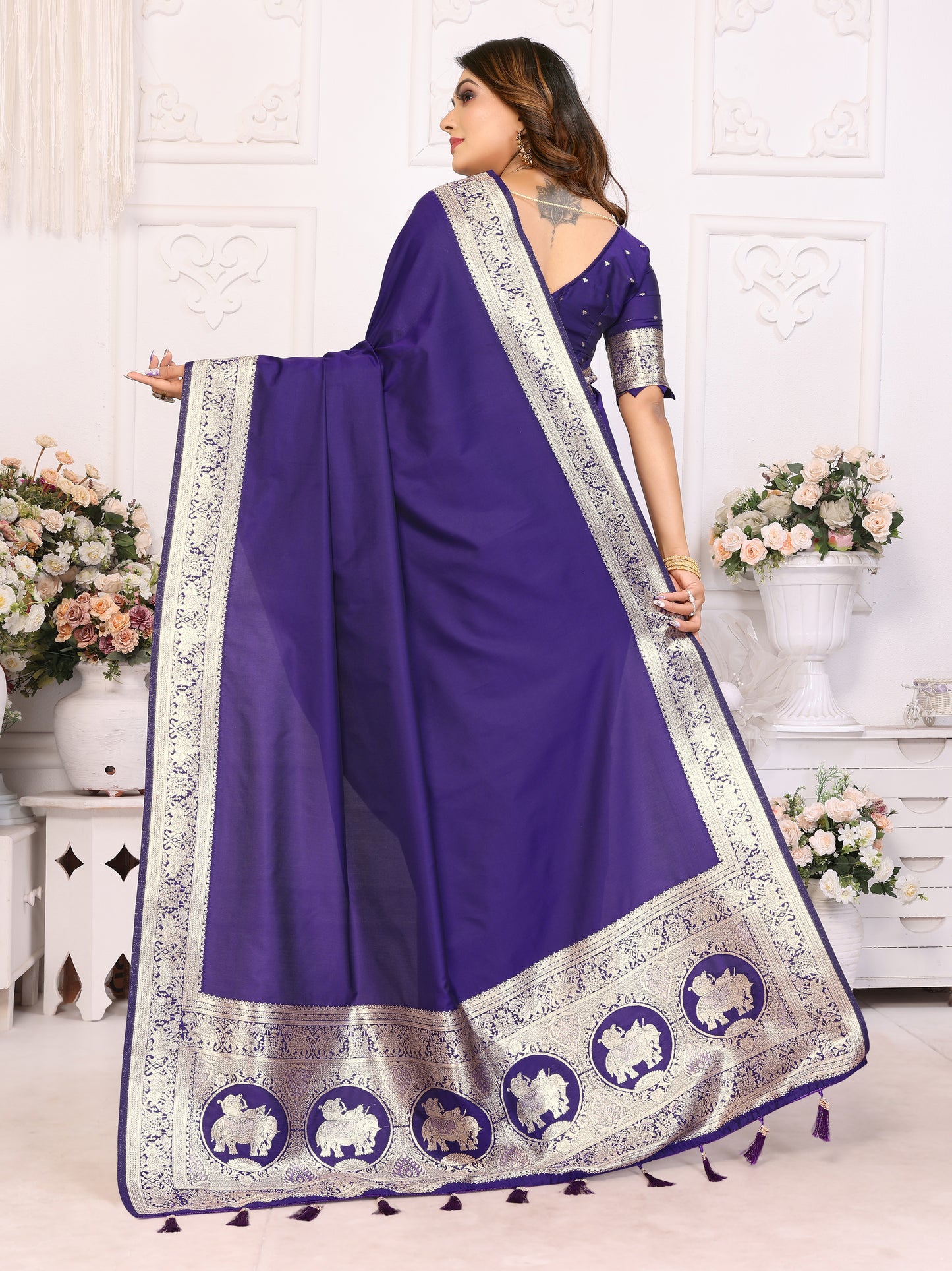 Blue Rani Banarasi silk sarees saree with beautiful Gala weaving exclusive work soft comfy