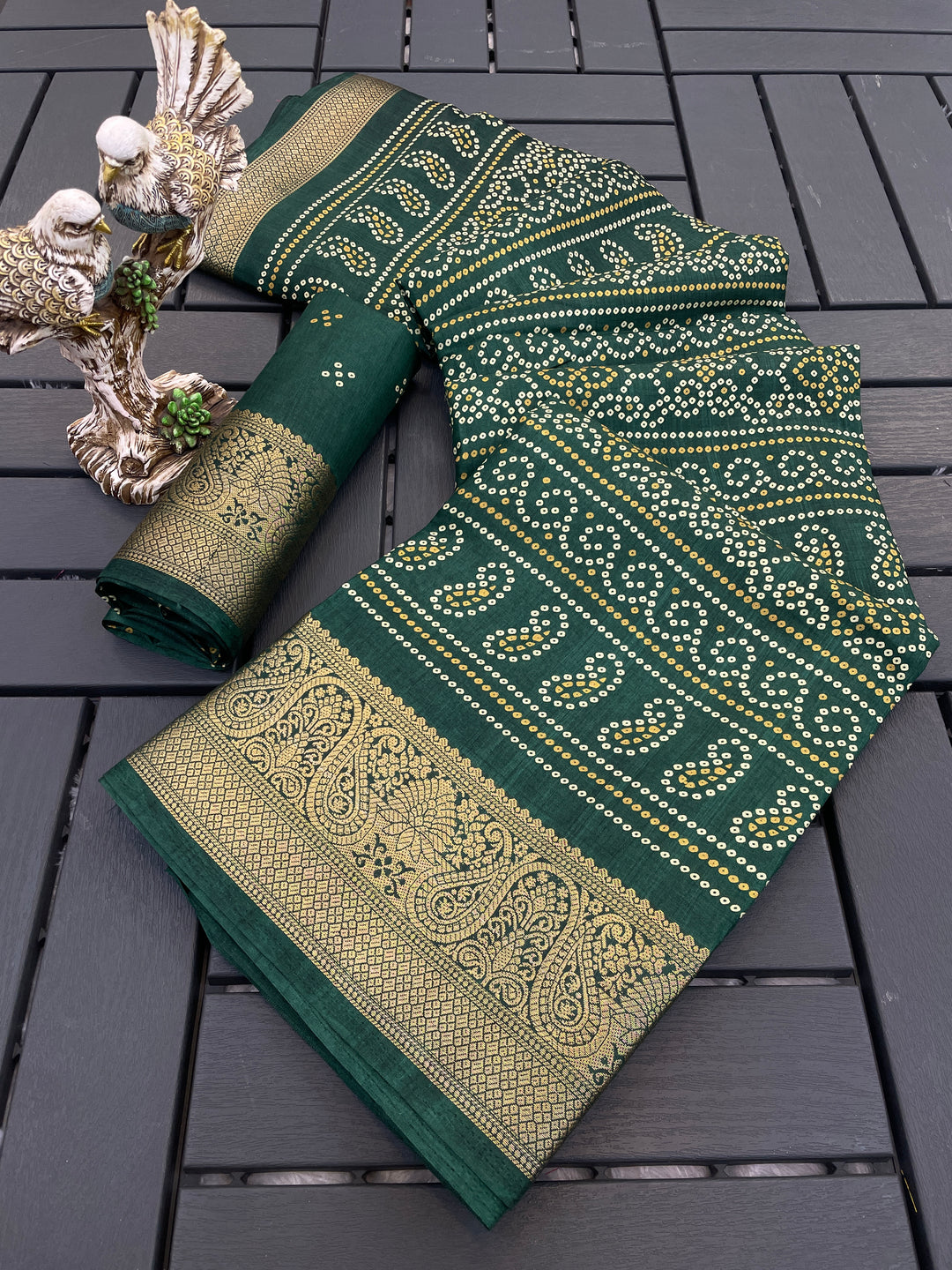 Green Colour soft Dola cotton Kalamkari print saree with jecard kanjivaram zari border
