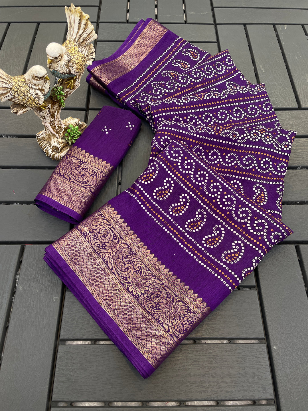Purple Colour soft Dola cotton Kalamkari print saree with jecard kanjivaram zari border