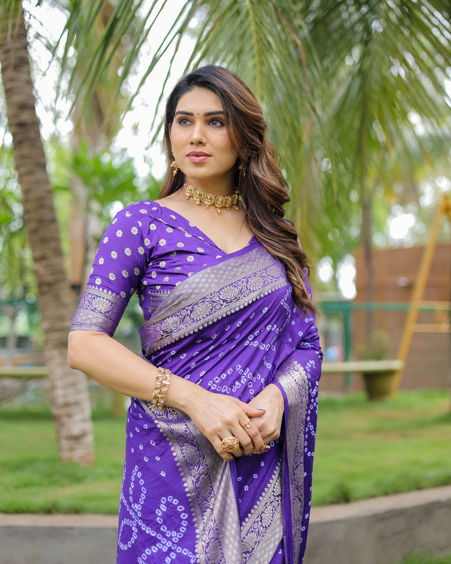 Blue Padmavati Dola Soft Silk Bandhej Saree With All Over Handmade Bandhej With Jari Weaving Border