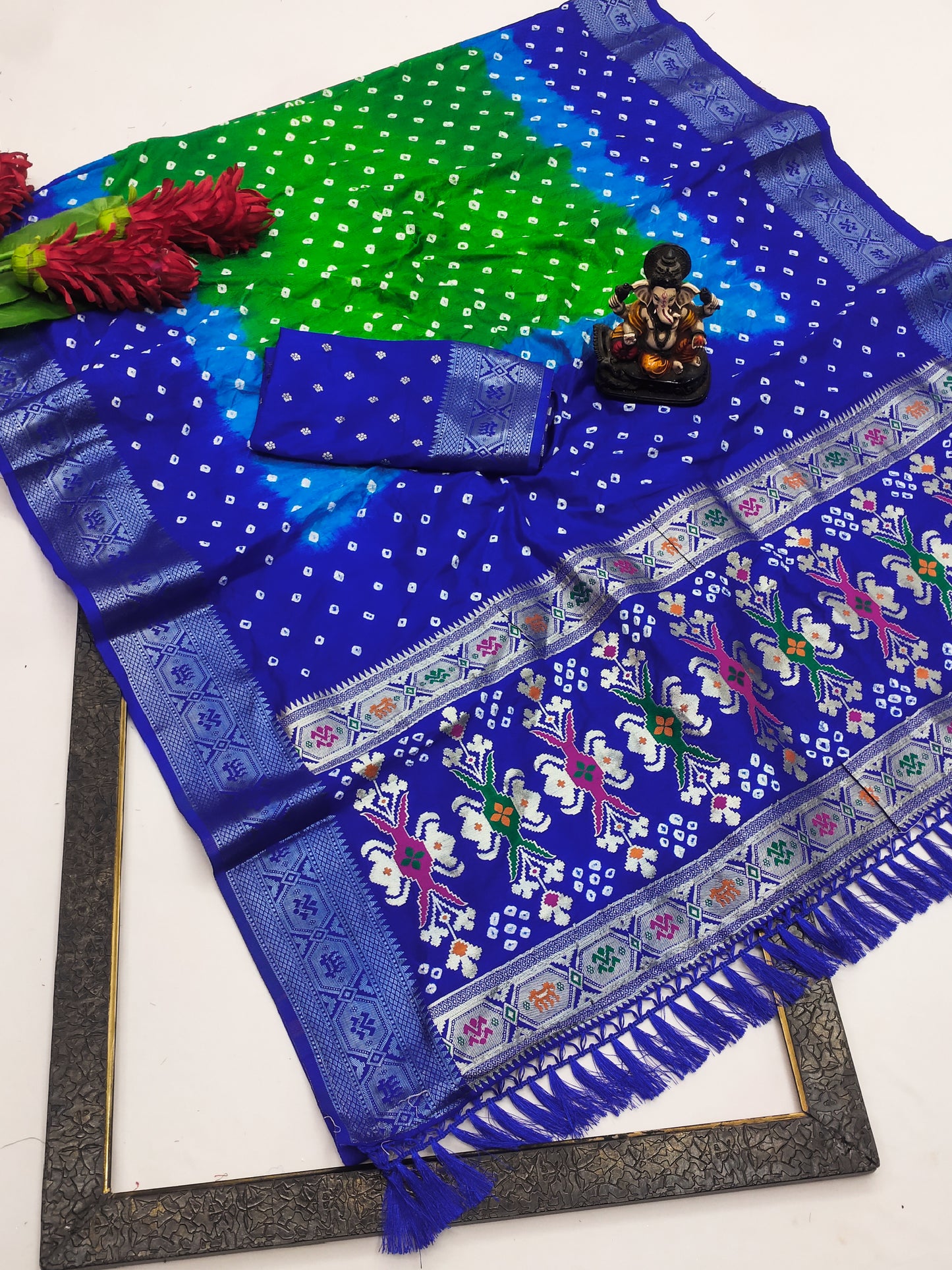Multi Color 2 Mahira Soft Silk Bandhej Saree That Has Multicoloured Dying And Soft And Easy Flowy