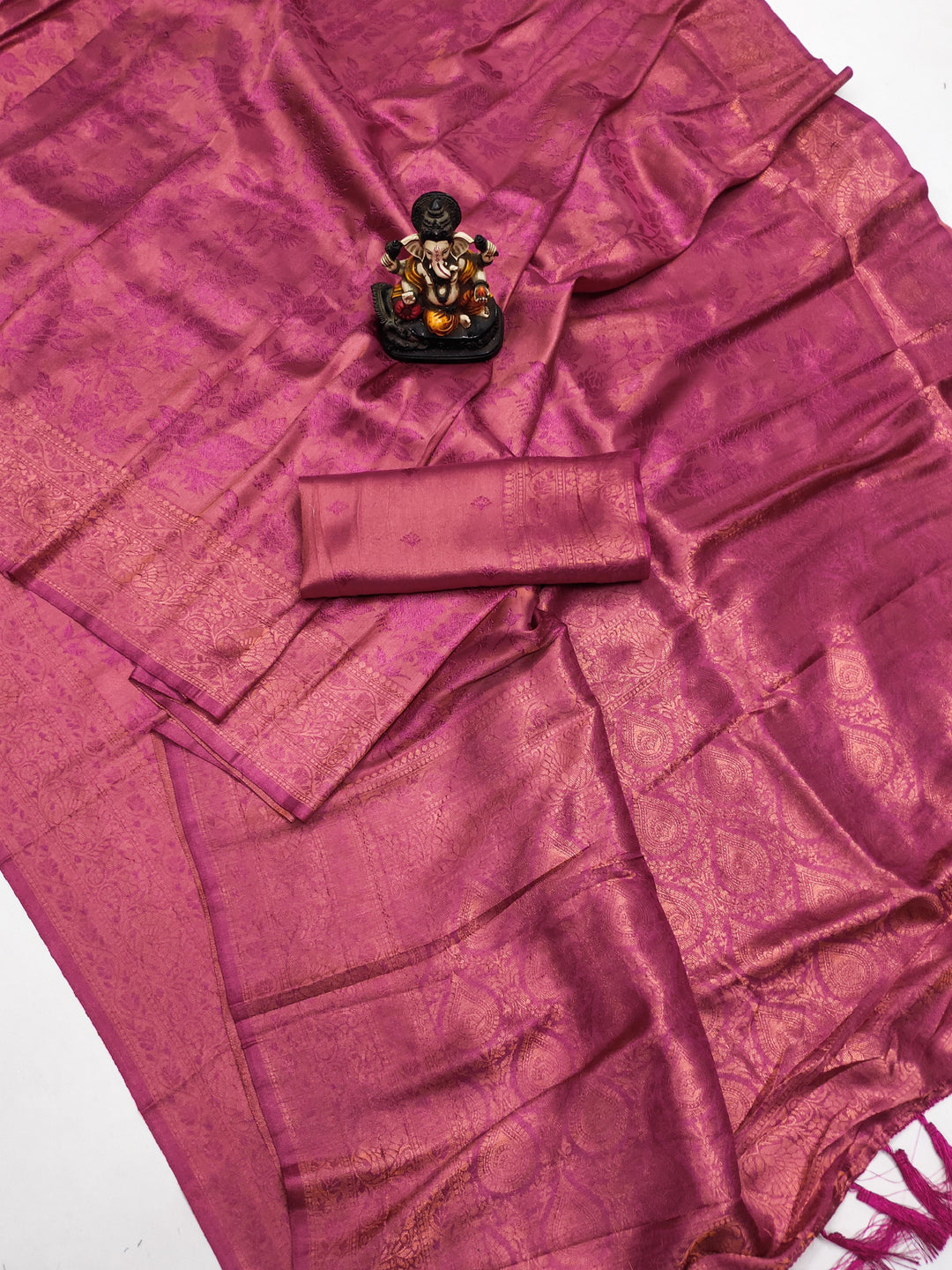 Dark Pink Roza Pure Kanjivaram Soft Silk Blends Saree With Beautiful Weaving Exclusive Work