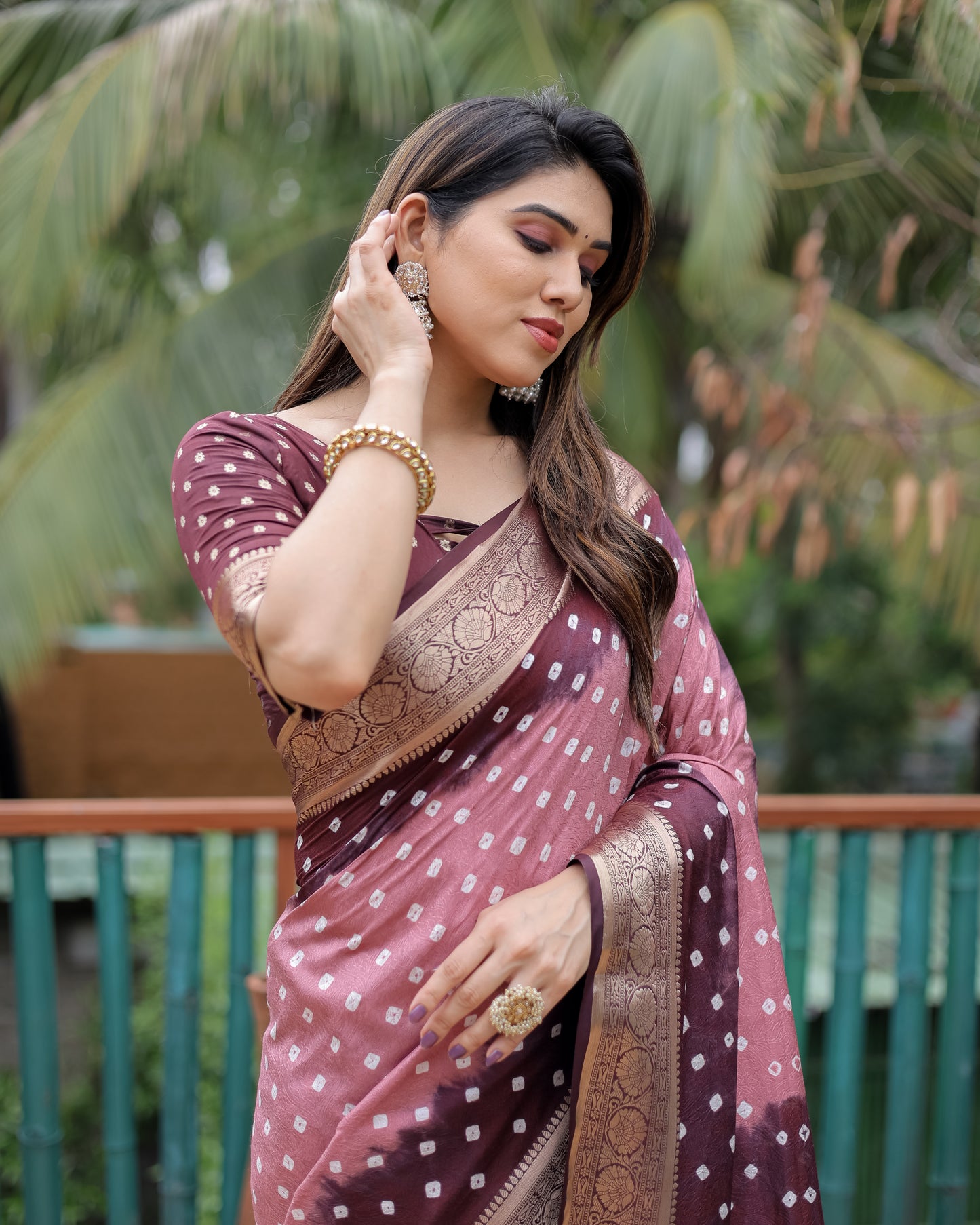 Light peach Devika Dola Soft Silk Bandhej Sarees Jari Paithani Weaving Border & Weaving Paithani Style Rich Pallu
