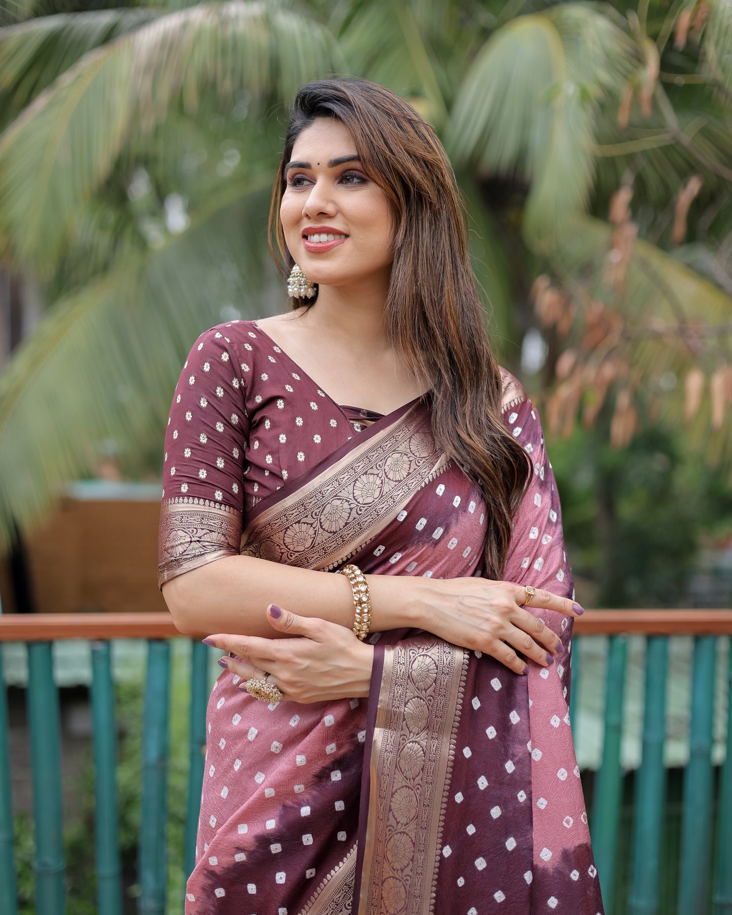 Light peach Devika Dola Soft Silk Bandhej Sarees Jari Paithani Weaving Border & Weaving Paithani Style Rich Pallu