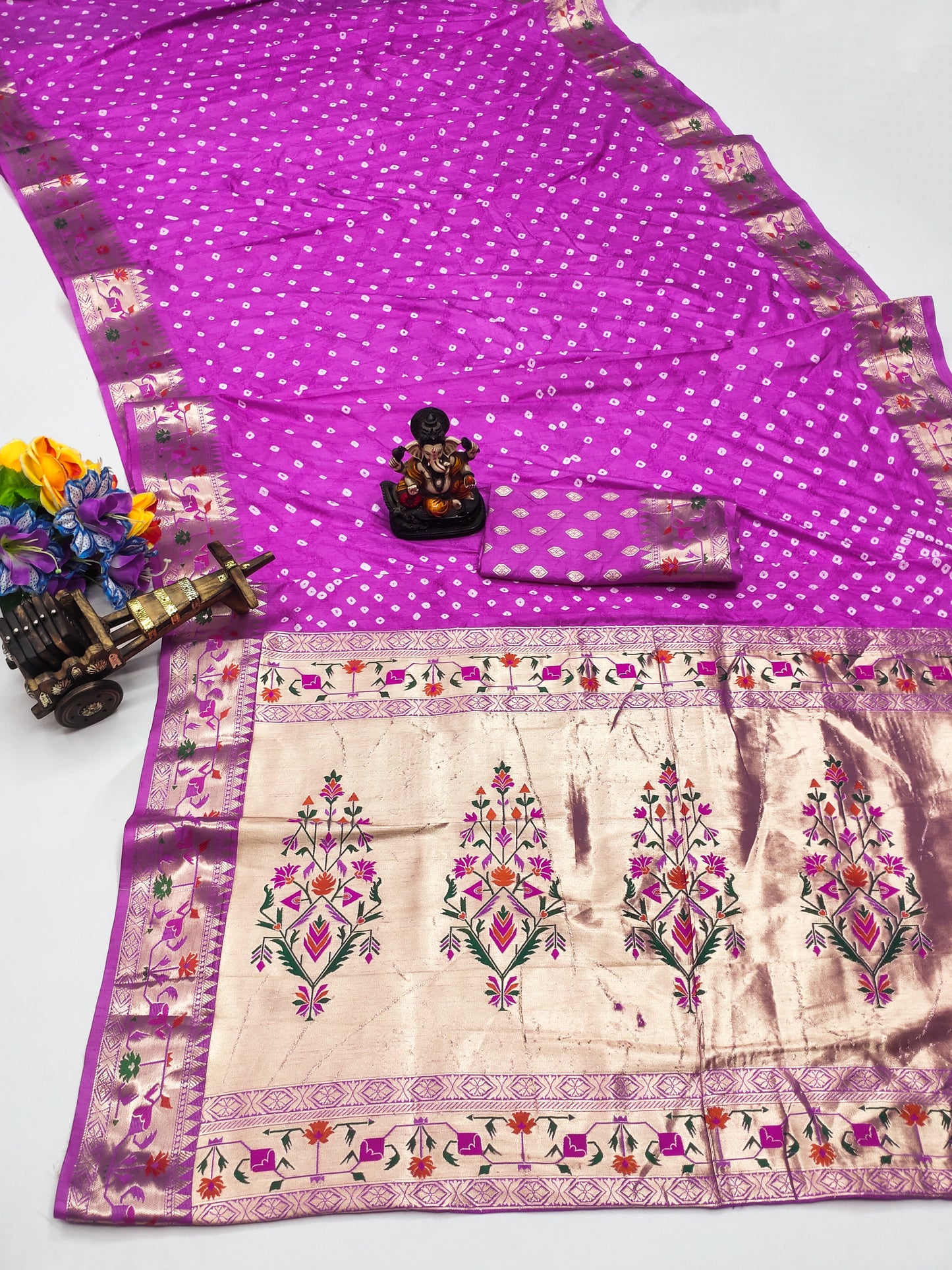 Pink Janki Pure Bandhej Silk Saree With Beautiful Design And Having A Minakari Rich Pallu With Zari