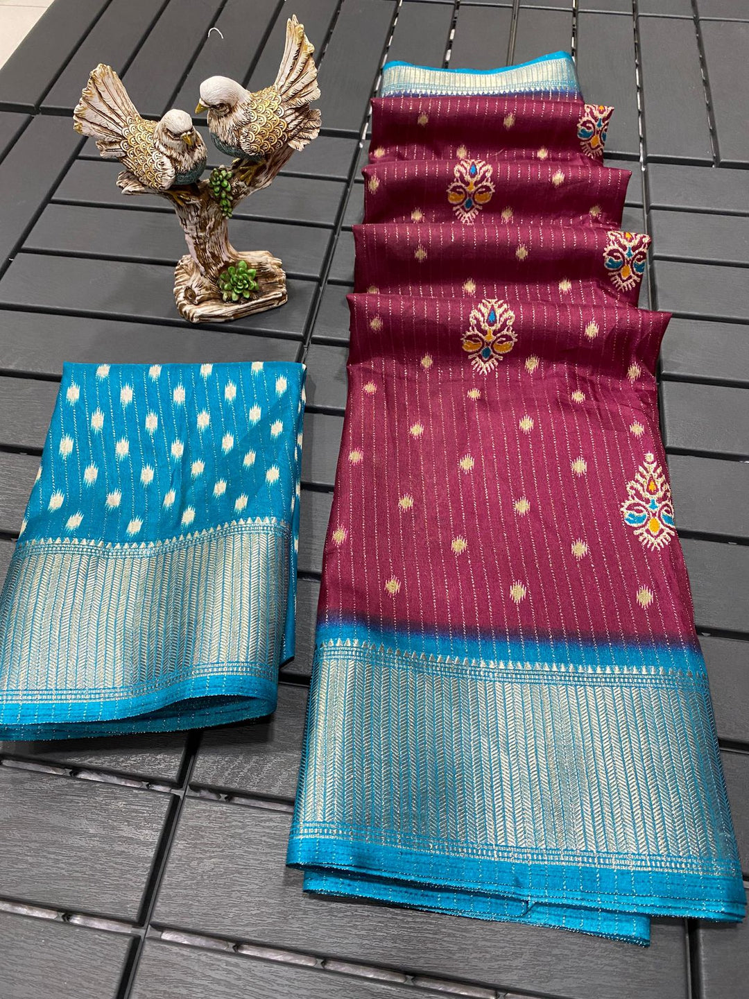 Maroon Colour soft Dola cotton Kalamkari print saree with jecard kanjivaram zari border