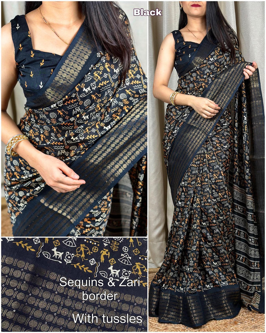 Navy Blue Color cotton saree With kalamkari print on saree