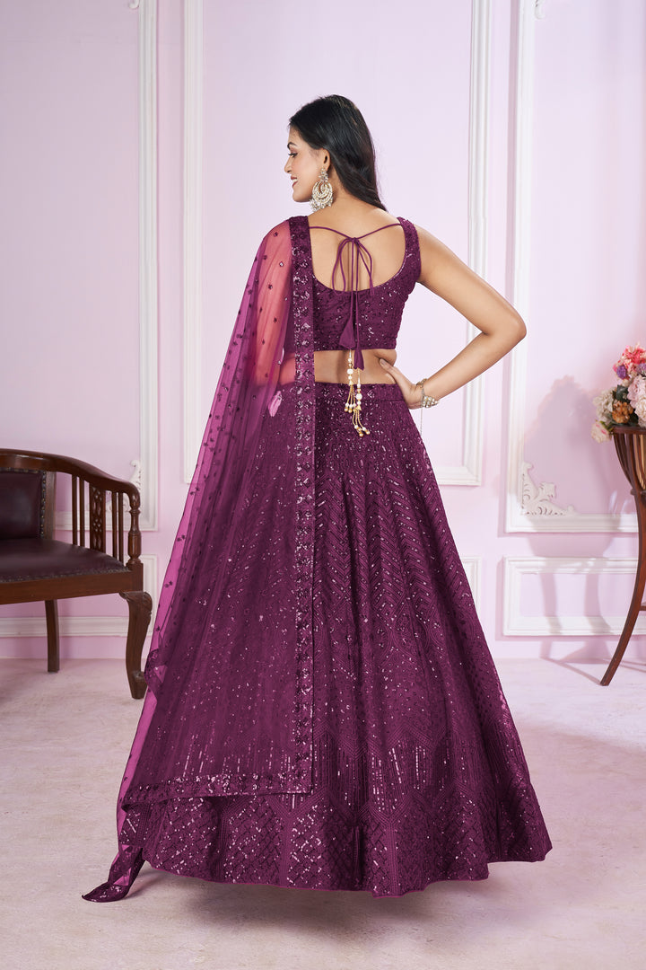 Purple Color Soft net with Sequins,Thread and Embroidery Lehenga Choli
