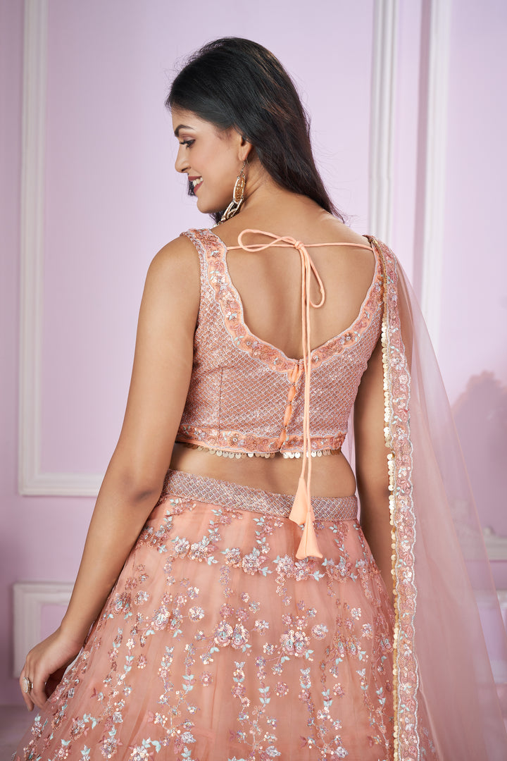 Pink Color Silk with Sequins,Thread and Embroidery Lehenga Choli
