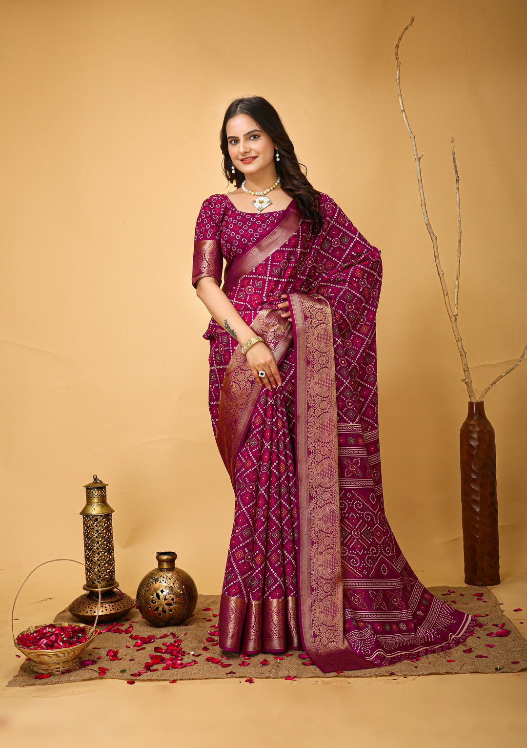 Pink Colour soft Dola cotton Kalamkari print saree with jecard kanjivaram zari border