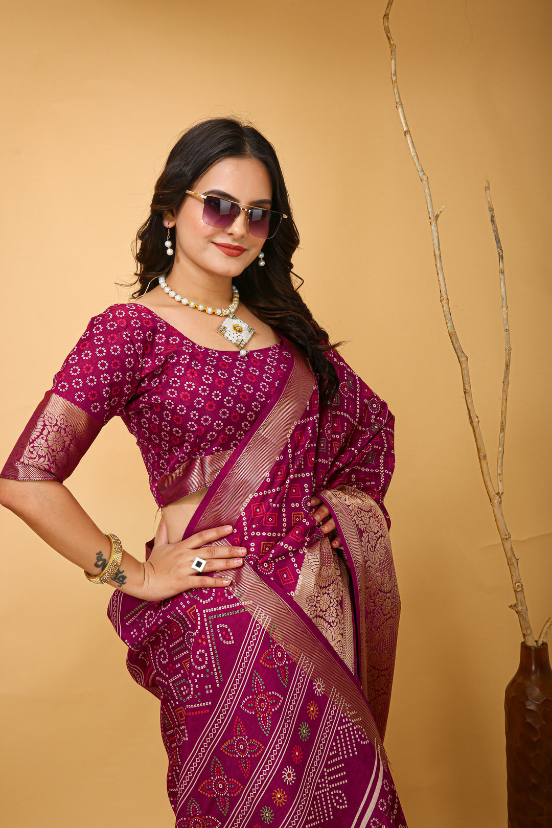 Pink Colour soft Dola cotton Kalamkari print saree with jecard kanjivaram zari border