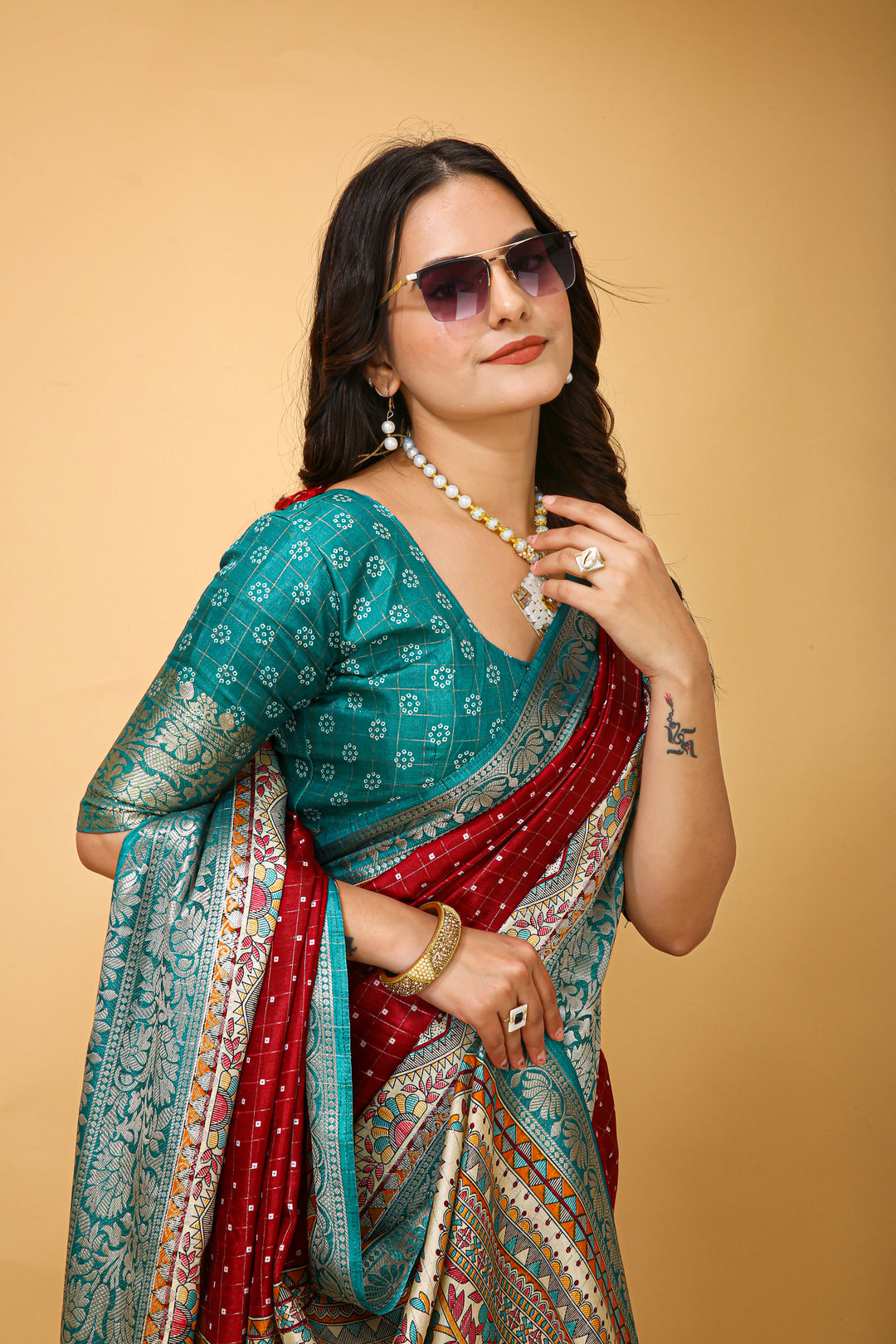 Maroon Colour soft Dola cotton Kalamkari print saree with jecard kanjivaram zari border