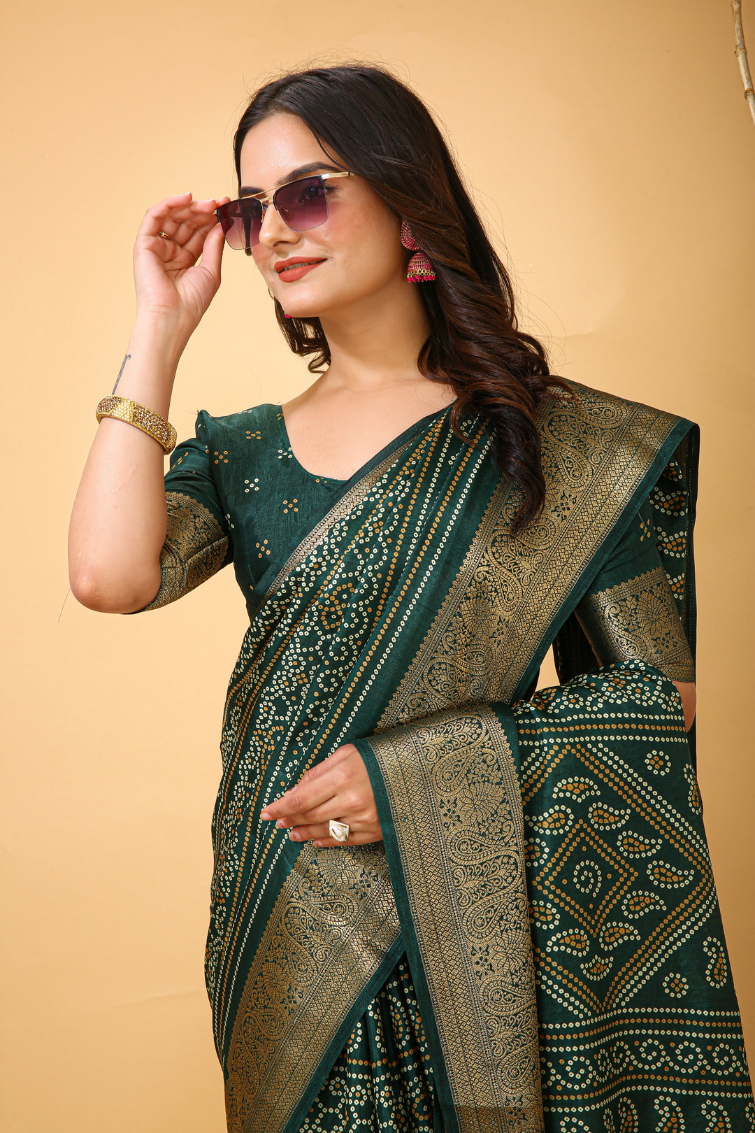 Green Colour soft Dola cotton Kalamkari print saree with jecard kanjivaram zari border