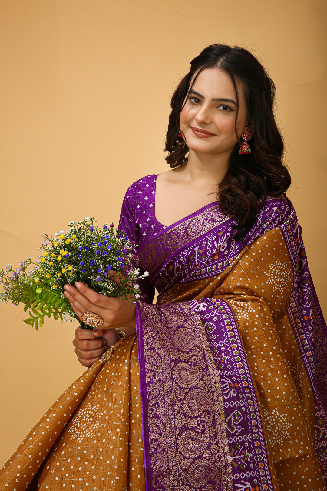 Brown Colour soft Dola cotton Kalamkari print saree with jecard kanjivaram zari border