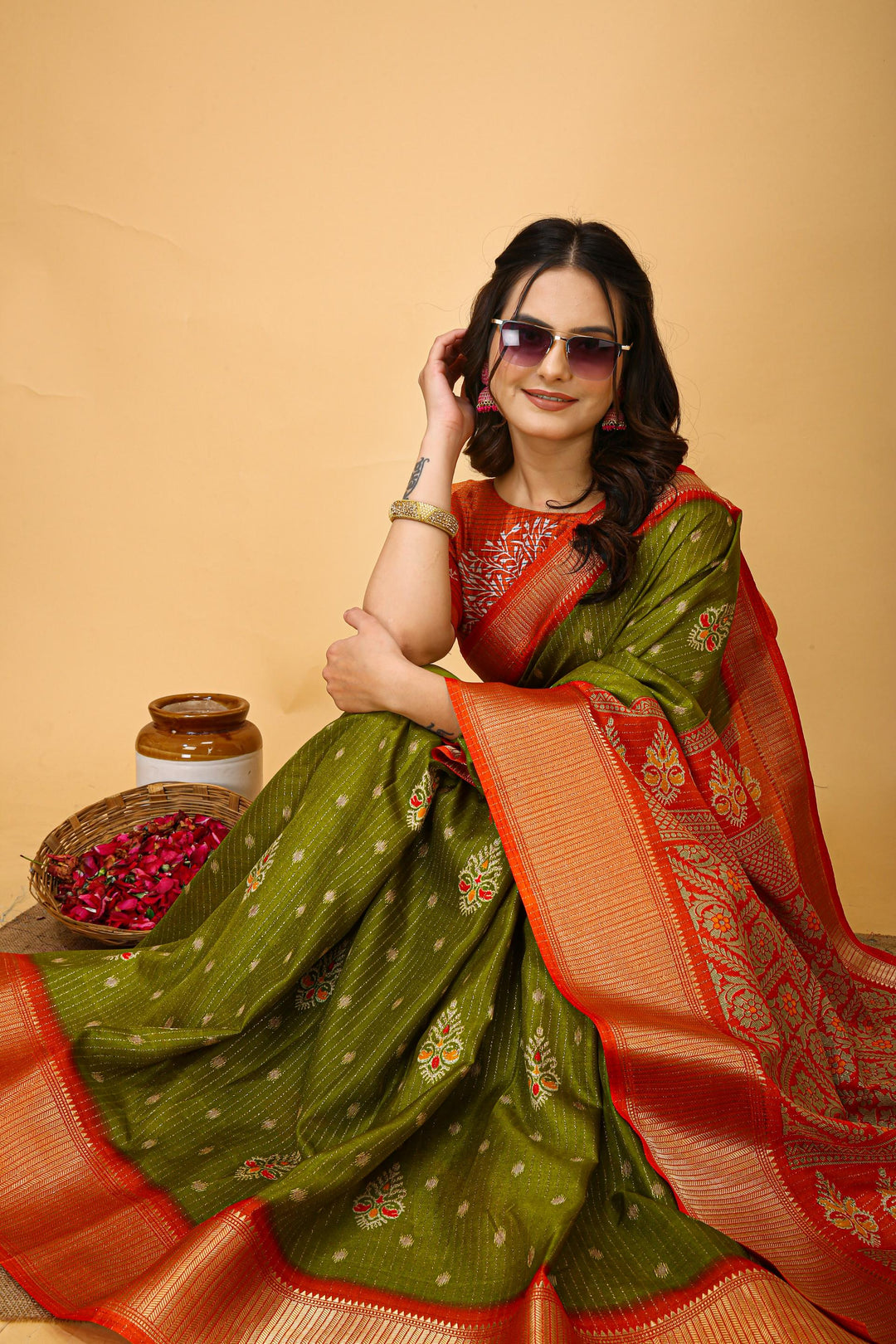 Light Green Colour soft Dola cotton Kalamkari print saree with jecard kanjivaram zari border