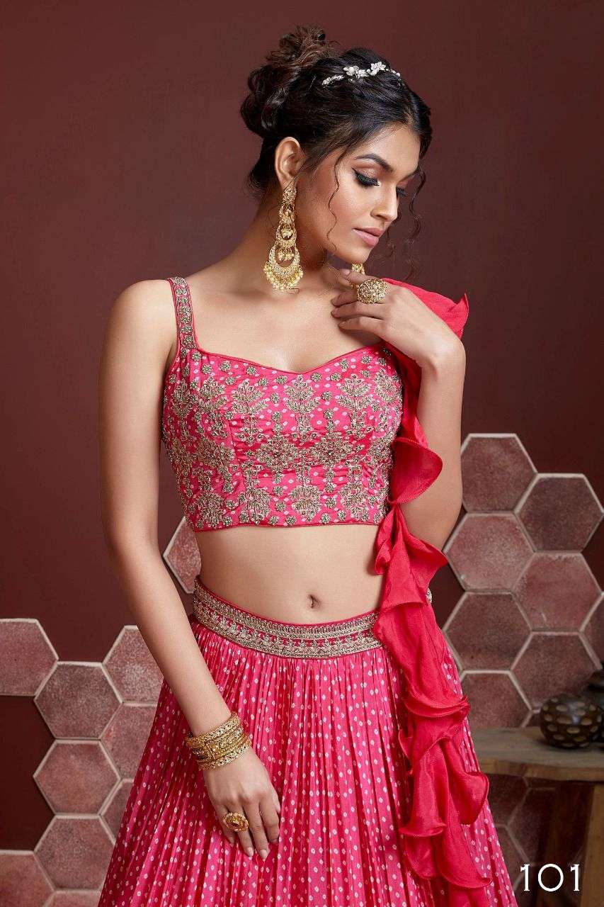 Pink Color Chinnon Silk Digital Print and Heavy Embroidery With Savroski Lehenga Choli
