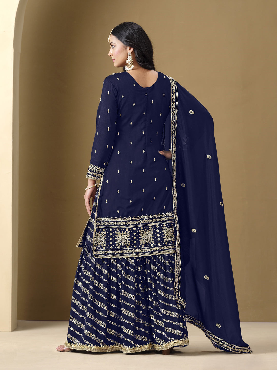 Blue Color Art Silk With Embroidery And Sequins Work Top And Plazzo