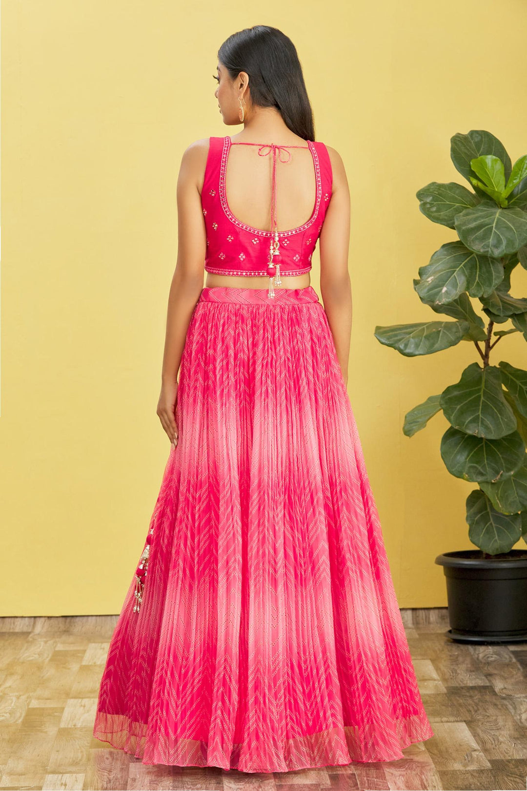Pink Color Organza Real Mirror with Thread Sequins Embroidered Work Lehenga Choli