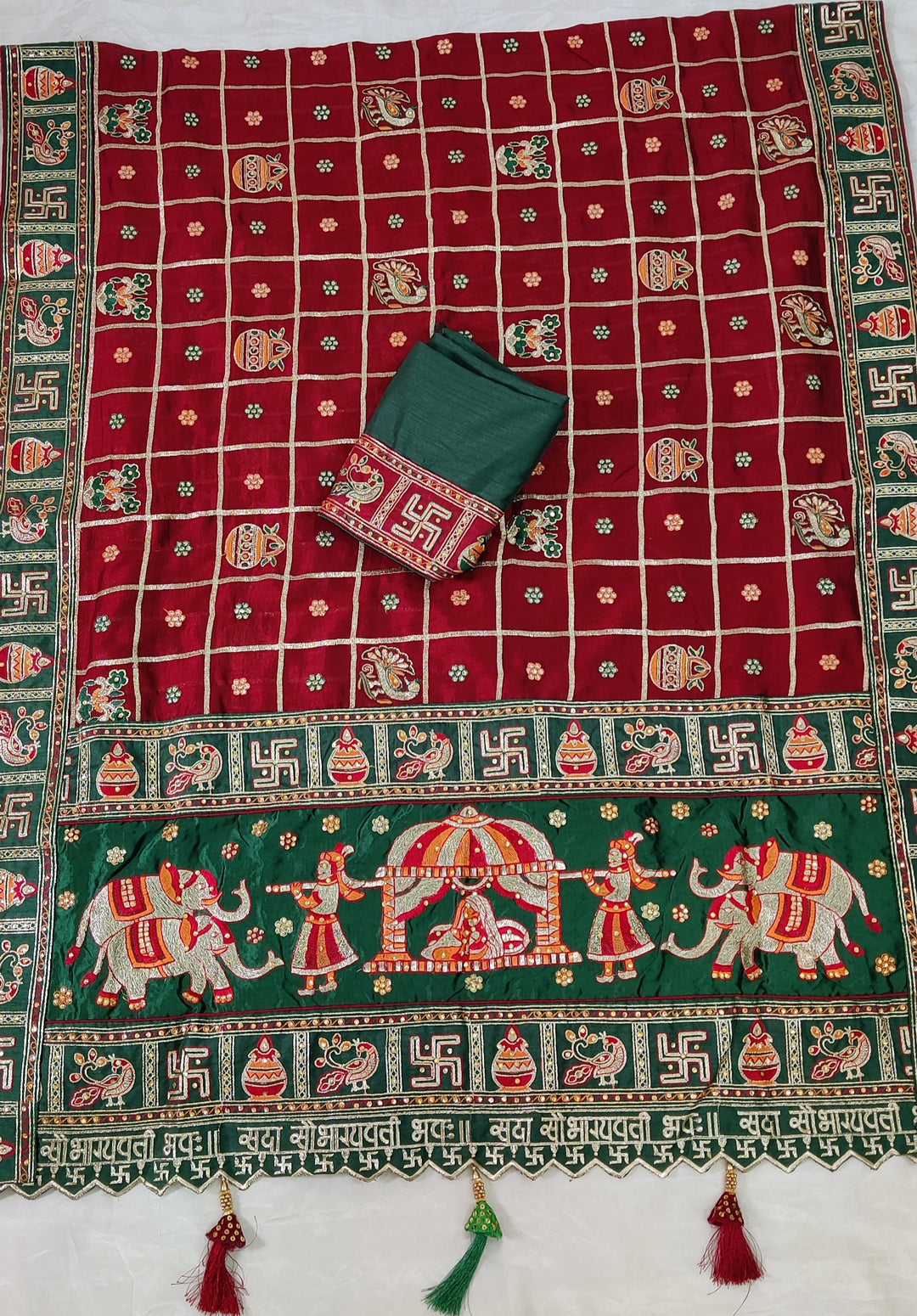 Maroon Colour Embroiderd Panter Patola Saree For Special Occasion