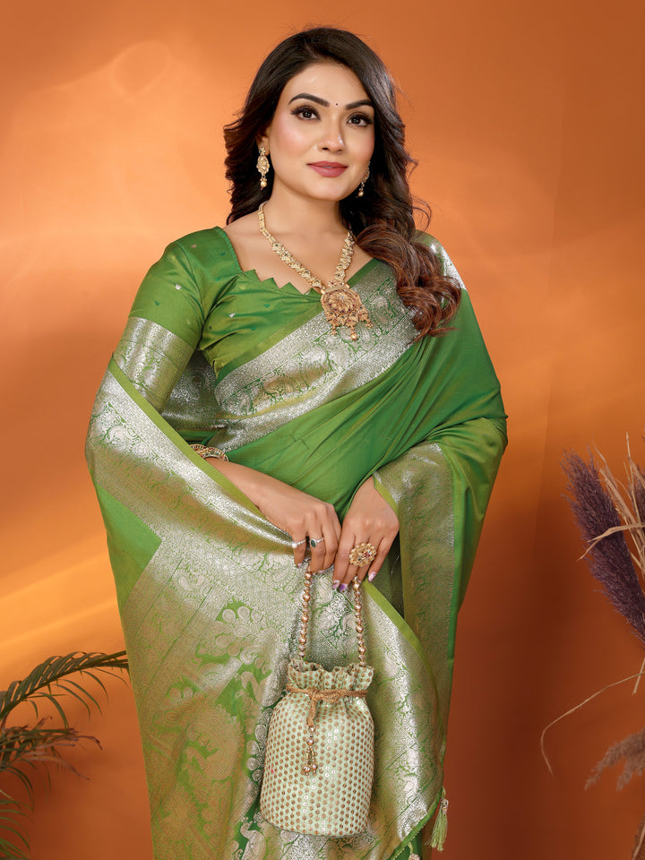 Parrot Ruby Banarasi silk sarees saree with beautiful Gala weaving exclusive work soft comfy