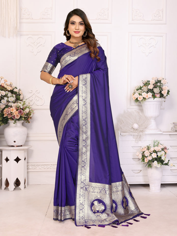 Blue Rani Banarasi silk sarees saree with beautiful Gala weaving exclusive work soft comfy