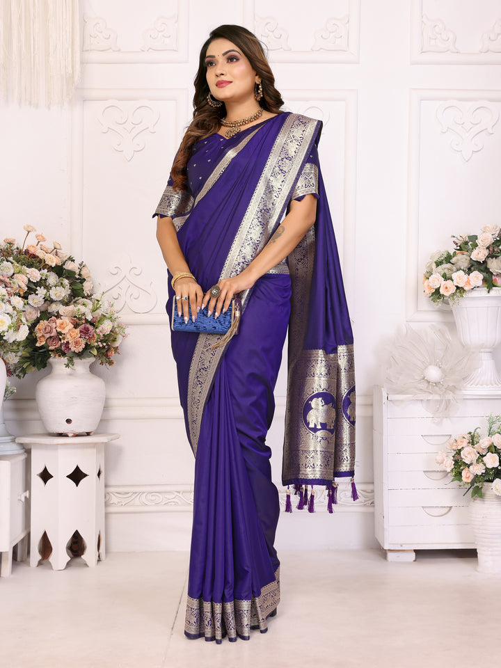 Blue Rani Banarasi silk sarees saree with beautiful Gala weaving exclusive work soft comfy