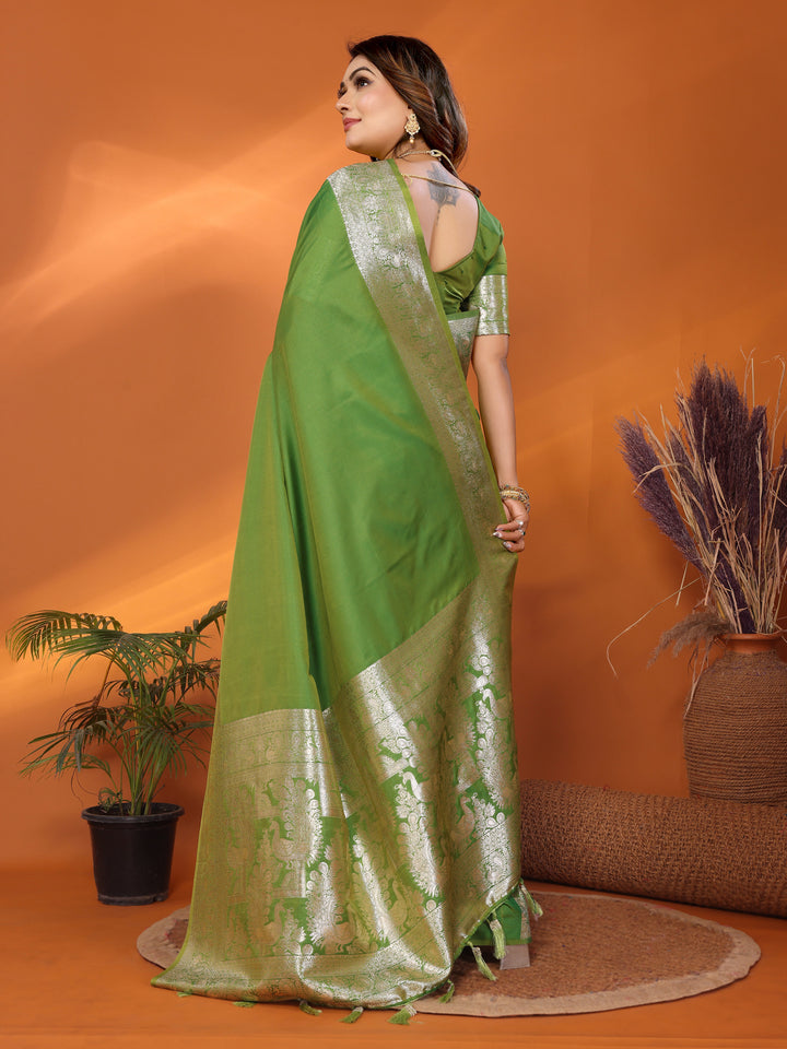 Parrot Ruby Banarasi silk sarees saree with beautiful Gala weaving exclusive work soft comfy