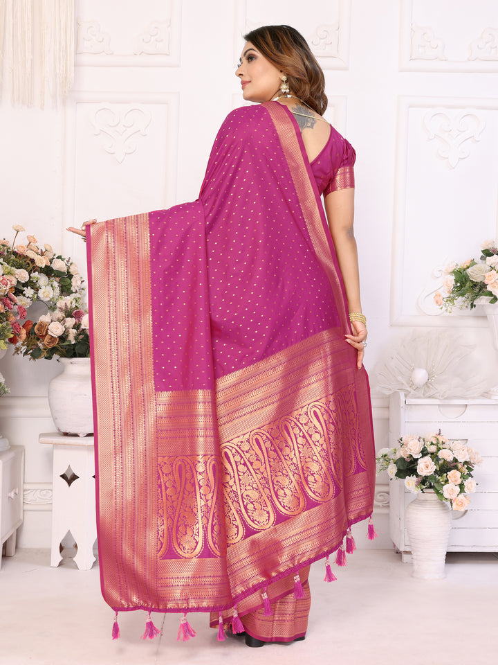 Pink Sudarshana Soft Silk Saree With Weaving Butties & weaving Zari Border And Rich Pallu