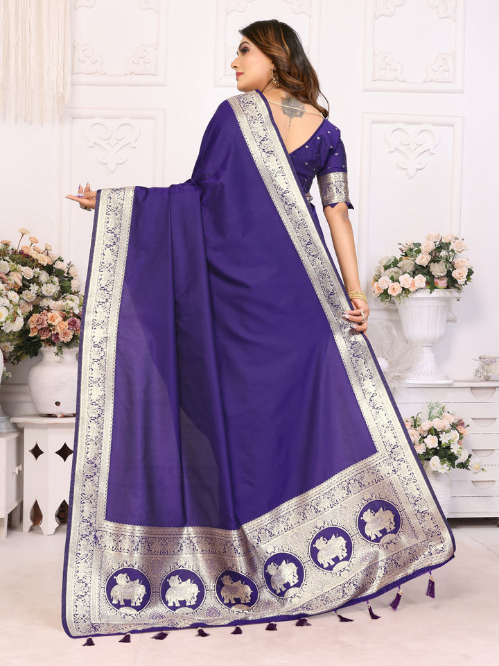 Blue Rani Banarasi silk sarees saree with beautiful Gala weaving exclusive work soft comfy