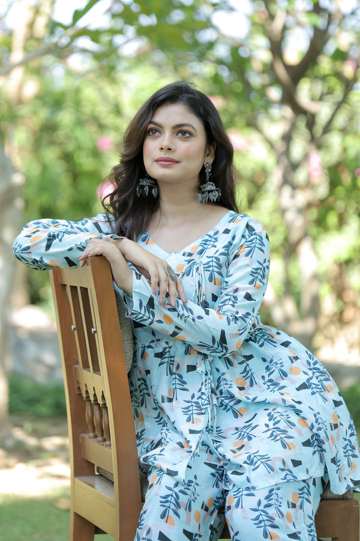 Multi Color American Kurti Digital Printed Top And plazzo co-ord set