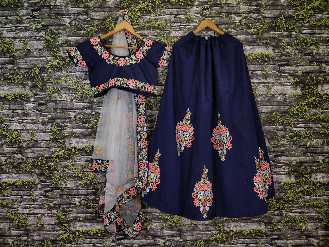 Navy Blue Color Tapeta Silk With Resham Embroidered work Lehenga Choli