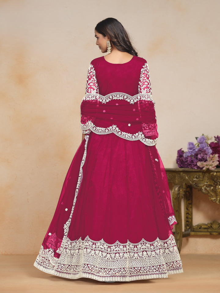 Pink Color Net Santool With Embroidery Work Dress And Dupatta