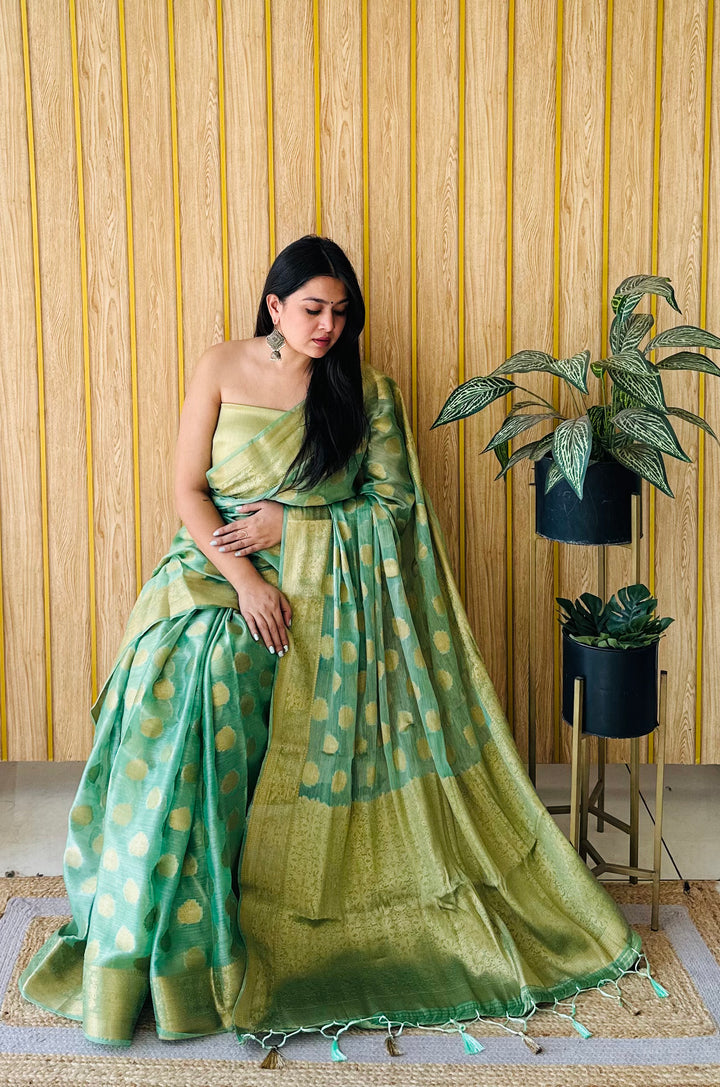Parrot Sitara Soft Gimichu Silk Saree And Jari Weaving Border With Exclusive Jari Rich Pallu