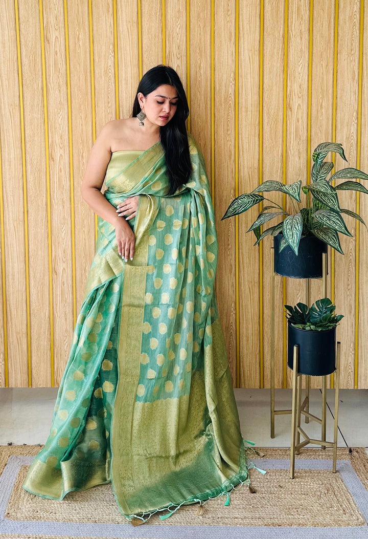 Parrot Sitara Soft Gimichu Silk Saree And Jari Weaving Border With Exclusive Jari Rich Pallu
