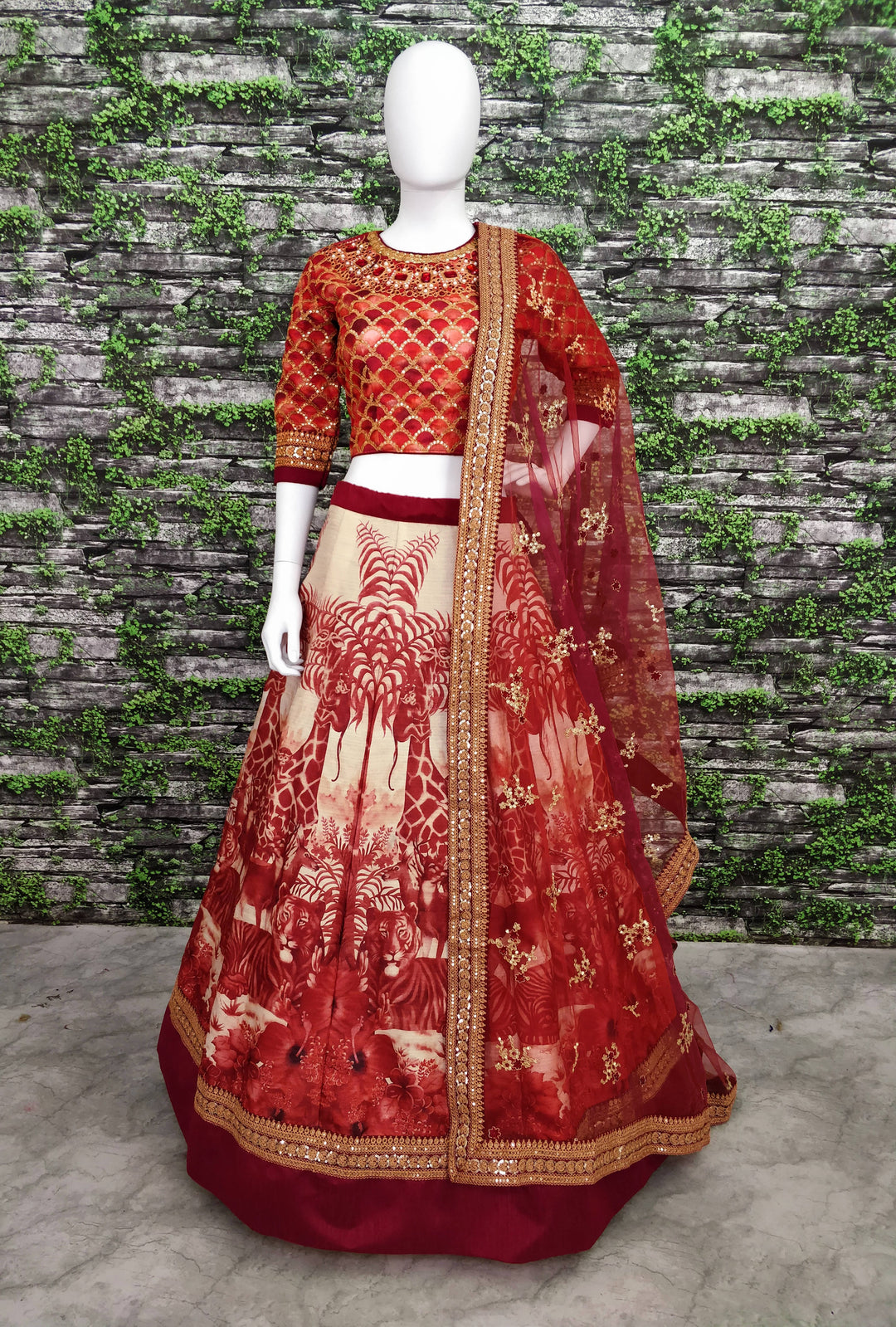 Red Color Chennai Silk With Stone and Embroiderey Work Lehenga Choli