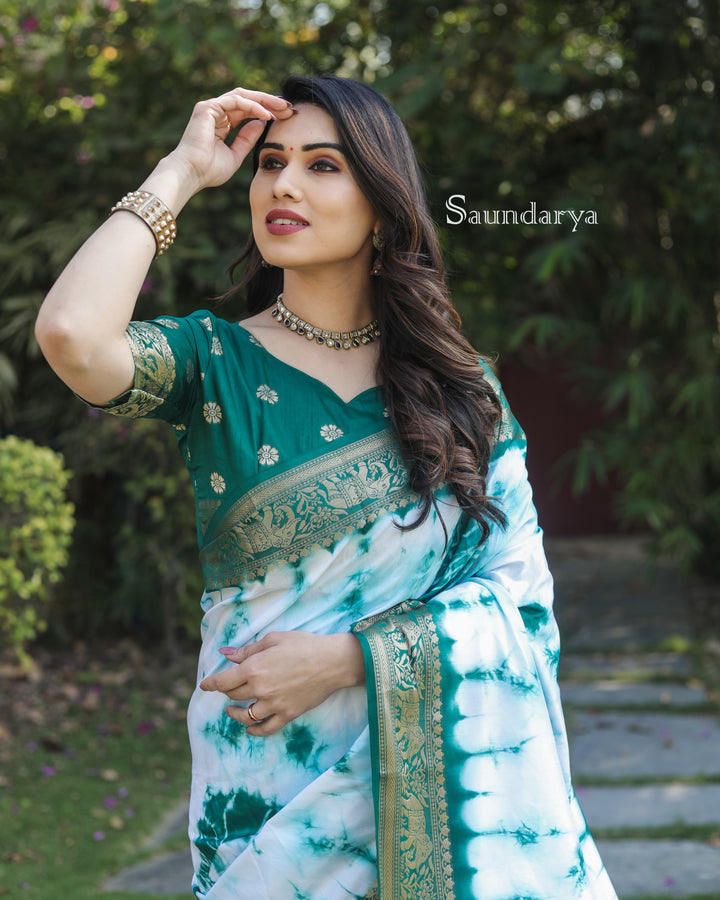 Green Saundarya Sibori Work With Soft Dola Silk With Zari Border & Zari Weaving  Rich Pallu