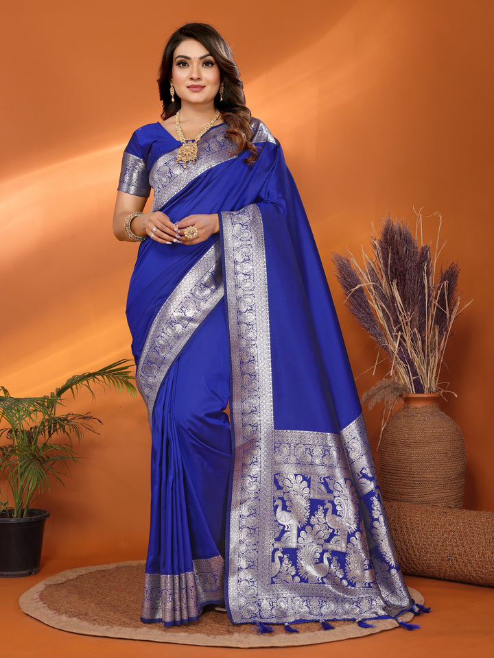 Blue Ruby Banarasi silk sarees saree with beautiful Gala weaving exclusive work soft comfy