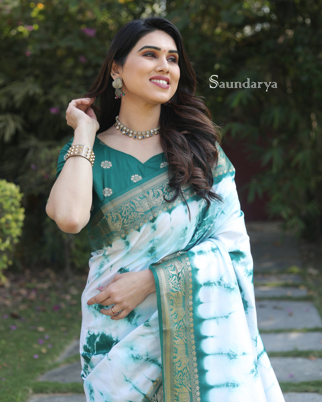 Green Saundarya Sibori Work With Soft Dola Silk With Zari Border & Zari Weaving  Rich Pallu