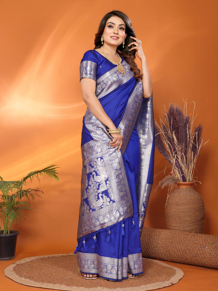 Blue Ruby Banarasi silk sarees saree with beautiful Gala weaving exclusive work soft comfy