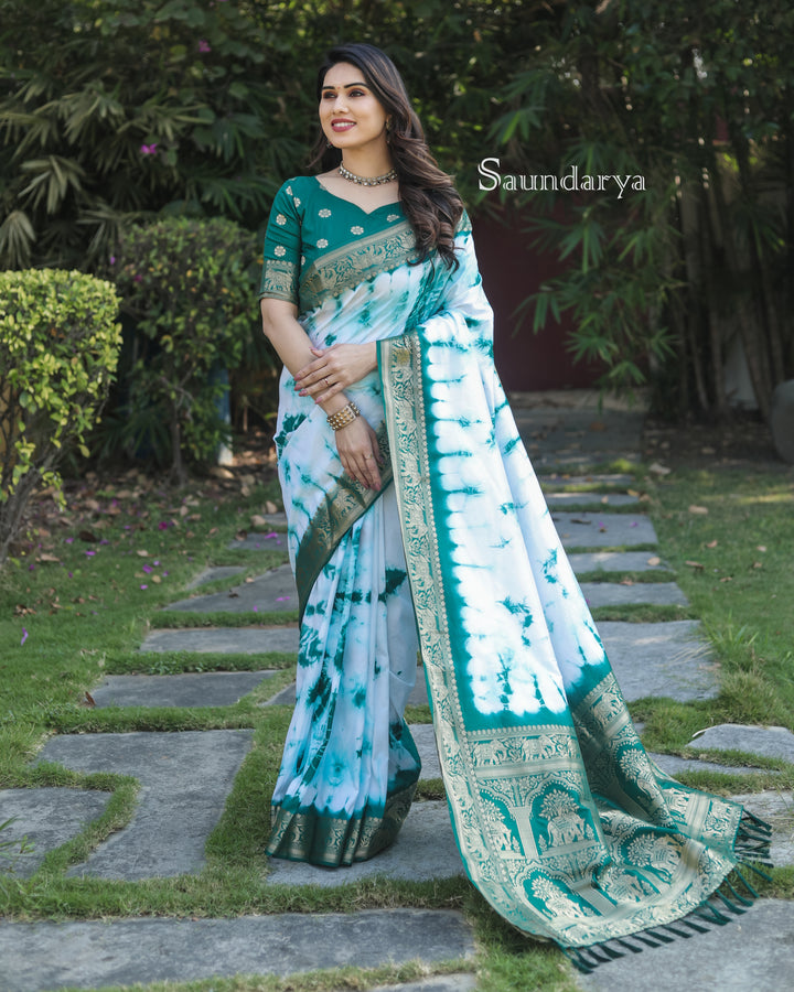 Green Saundarya Sibori Work With Soft Dola Silk With Zari Border & Zari Weaving  Rich Pallu