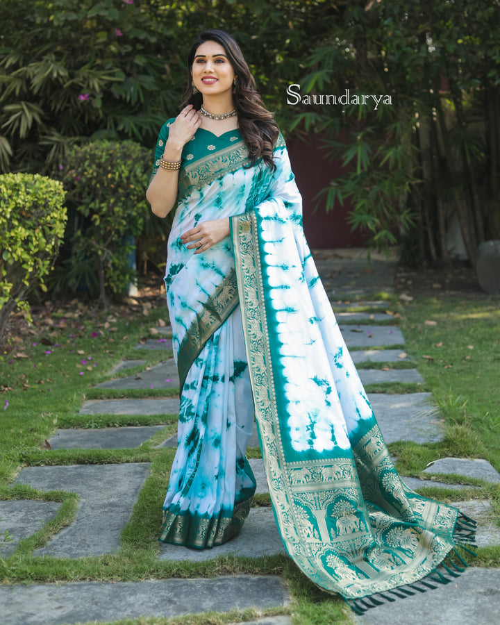 Green Saundarya Sibori Work With Soft Dola Silk With Zari Border & Zari Weaving  Rich Pallu