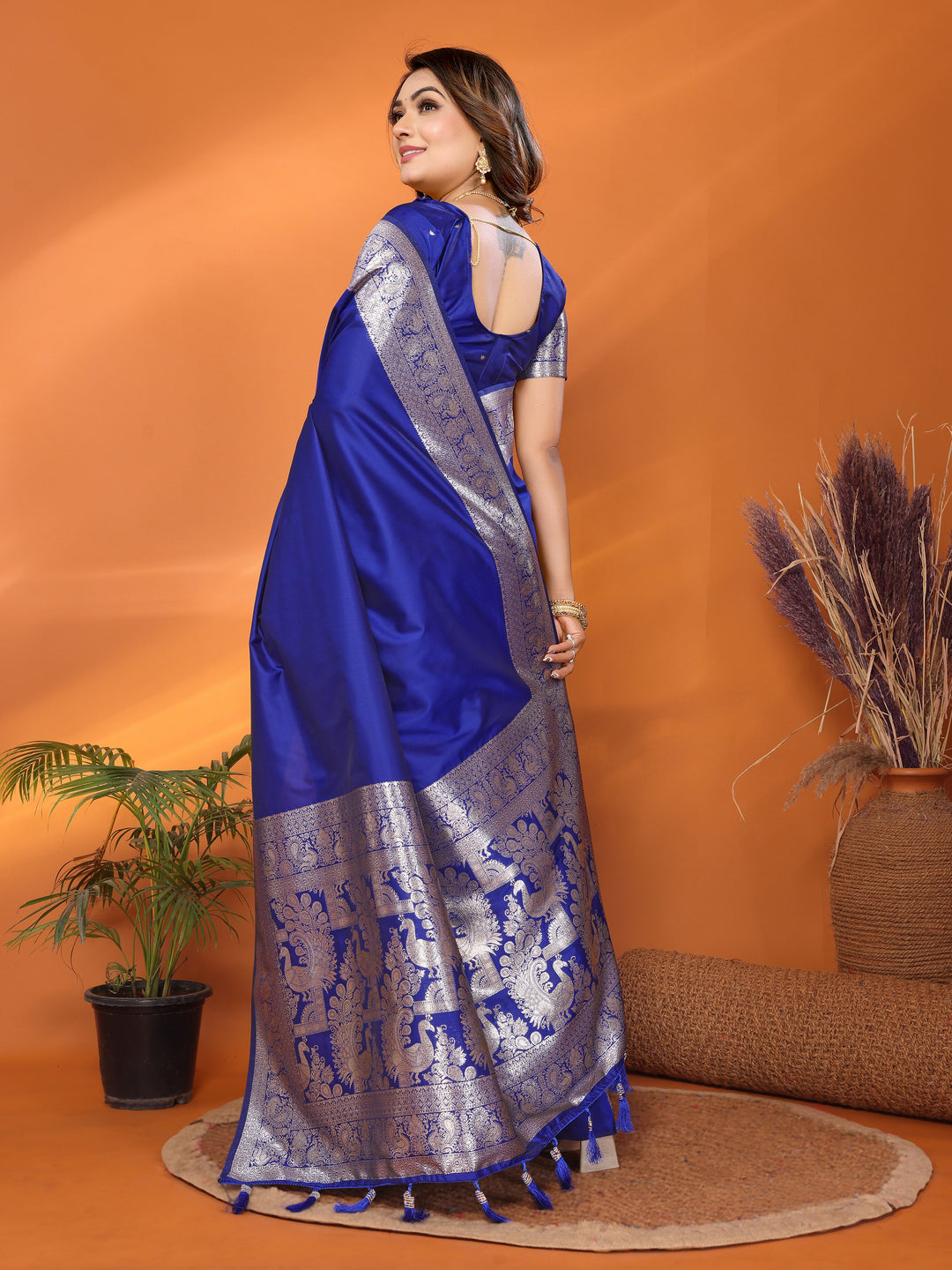 Blue Ruby Banarasi silk sarees saree with beautiful Gala weaving exclusive work soft comfy