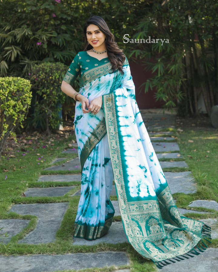 Green Saundarya Sibori Work With Soft Dola Silk With Zari Border & Zari Weaving  Rich Pallu