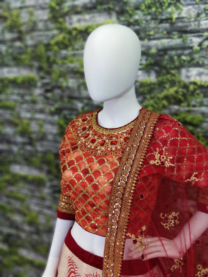 Red Color Chennai Silk With Stone and Embroiderey Work Lehenga Choli