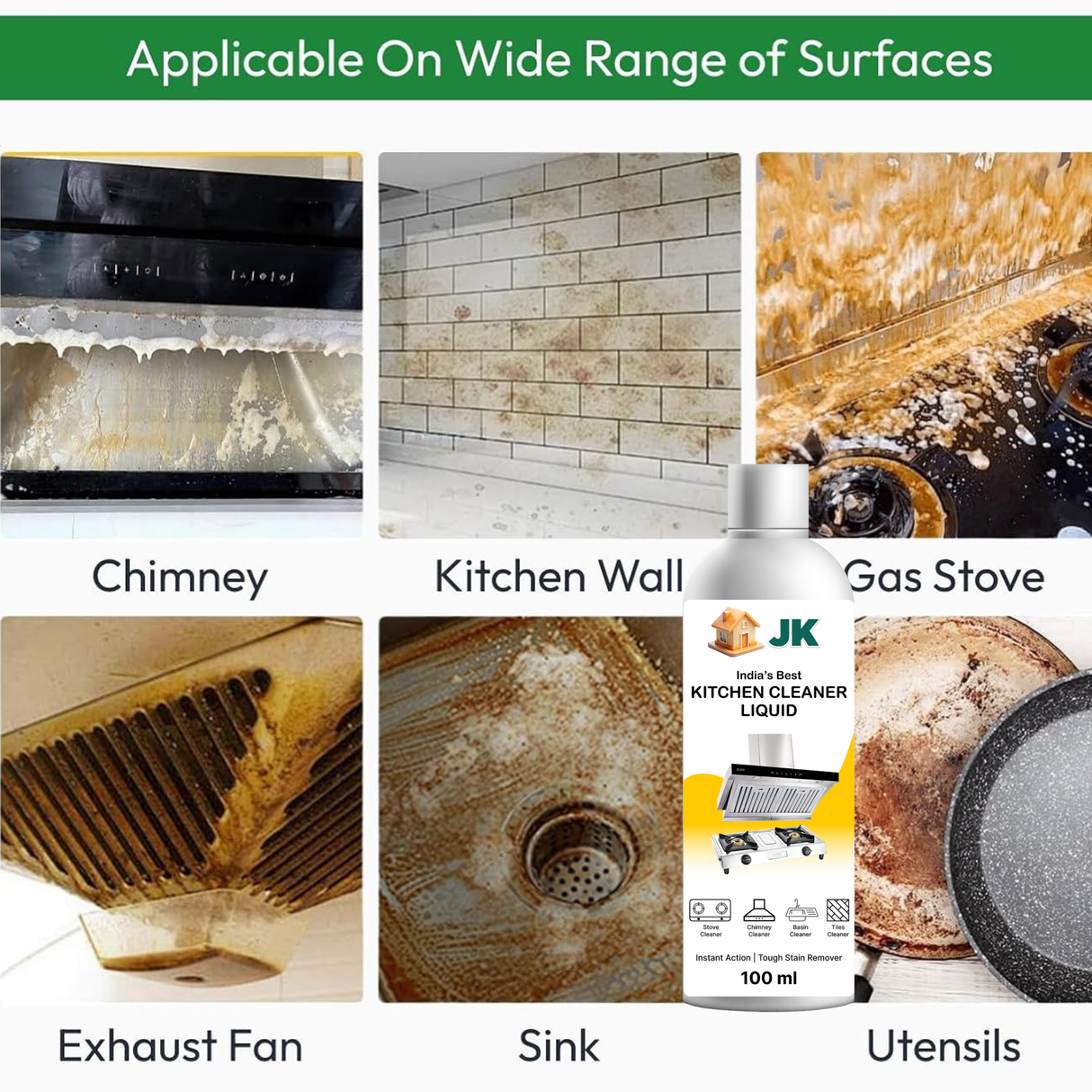 Wholesale Order | Kitchen Cleaner Liquid | 100 ml | Instant Action - Tough  Stain Remover (JK24))