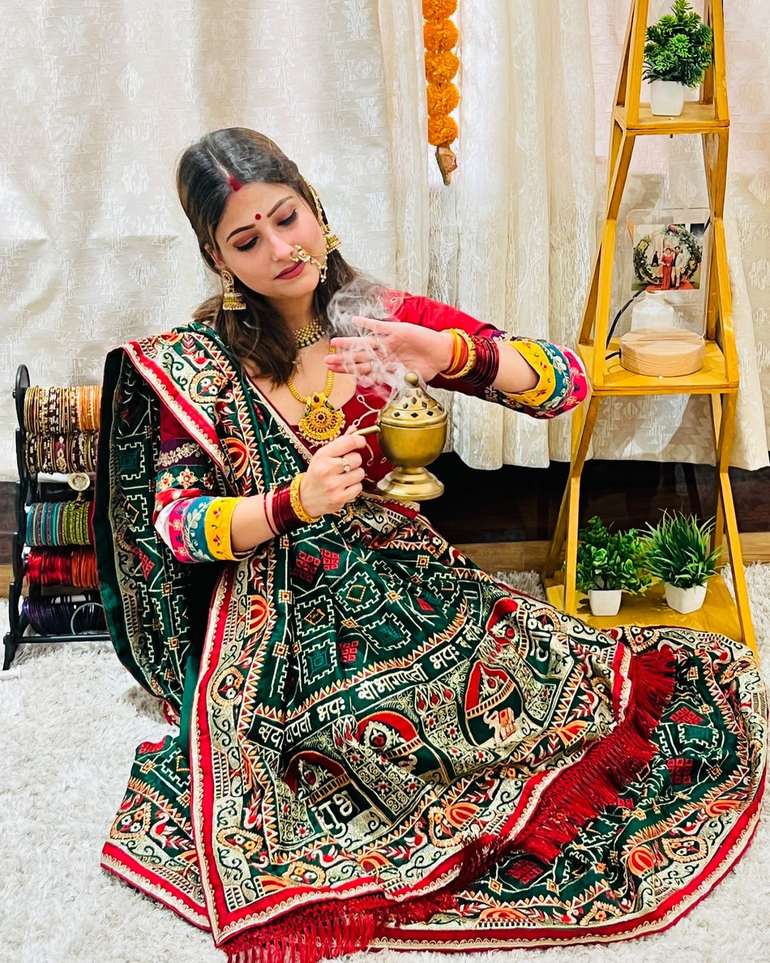 Shubh Laabh Green Panetar Patola Saree For wedding And Party Wear Saree