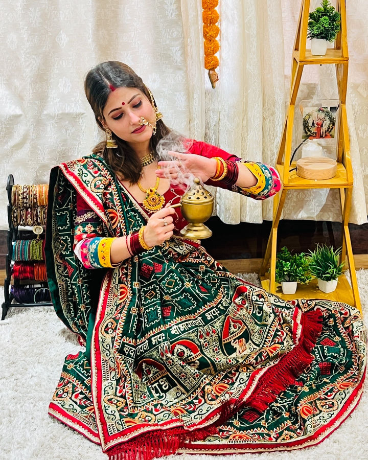 Shubh Laabh Green Panetar Patola Saree For wedding And Party Wear Saree