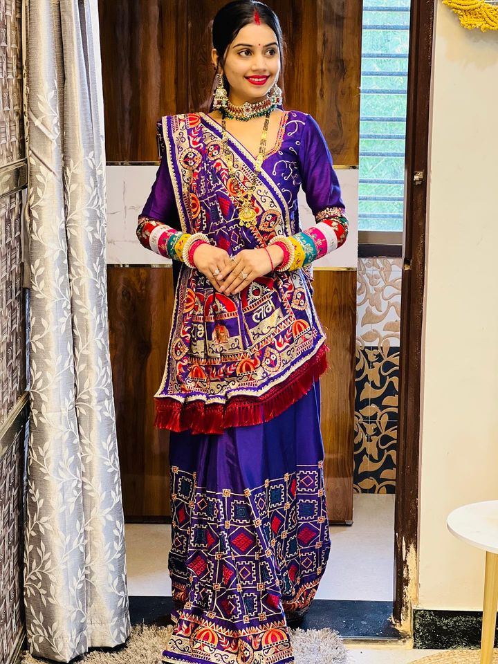 Shubh Laabh Purple Panetar Saree For wedding And Baby Shower Special Collection