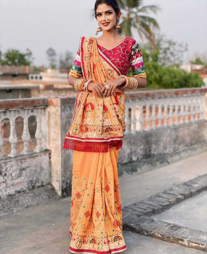 Shubh Laabh Yellow Panetar Patola wedding And Party Wear Saree