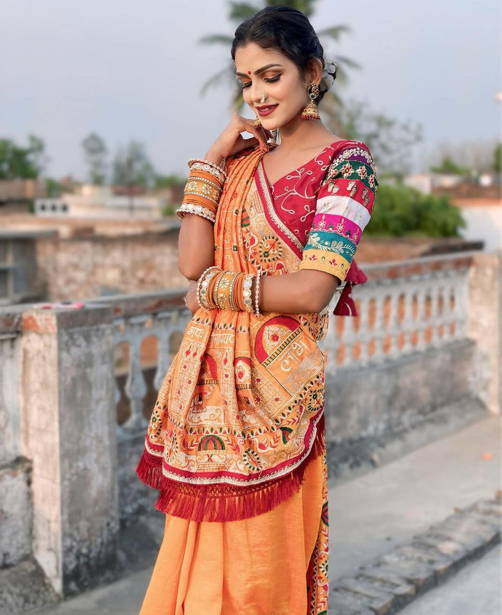Shubh Laabh Yellow Panetar Patola wedding And Party Wear Saree